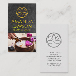 Lotus Flower Slate Background Aroma Oils Business Card