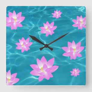 Lotus Flower Square Wall Clock