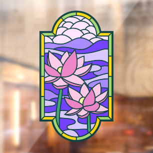 Lotus Flower Stained Glass Privacy  Window Cling