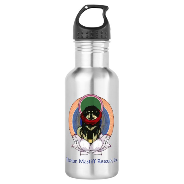 Lotus Flower Tibetan Mastiff Logo Water Bottle (Front)