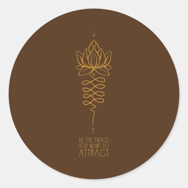 Lotus Flower Unalome Be The Energy Meditation  Classic Round Sticker (Front)