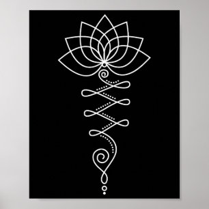 Lotus Flower Unalome Yoga Meditation Awareness Zen Poster