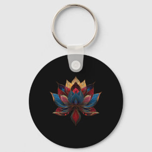 Lotus Flower Vintage Japanese Zen Buddhism Yoga _2 Key Ring