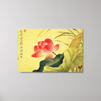 Lotus Flower Vintage Qing Dynasty Canvas Print