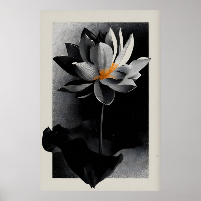 Lotus Flower Wall Art Crisp Contrast Botanicals (Front)