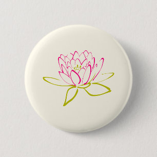 Lotus Flower / Water Lily Illustration 6 Cm Round Badge
