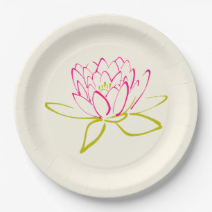 Lotus Flower / Water Lily Illustration Paper Plate