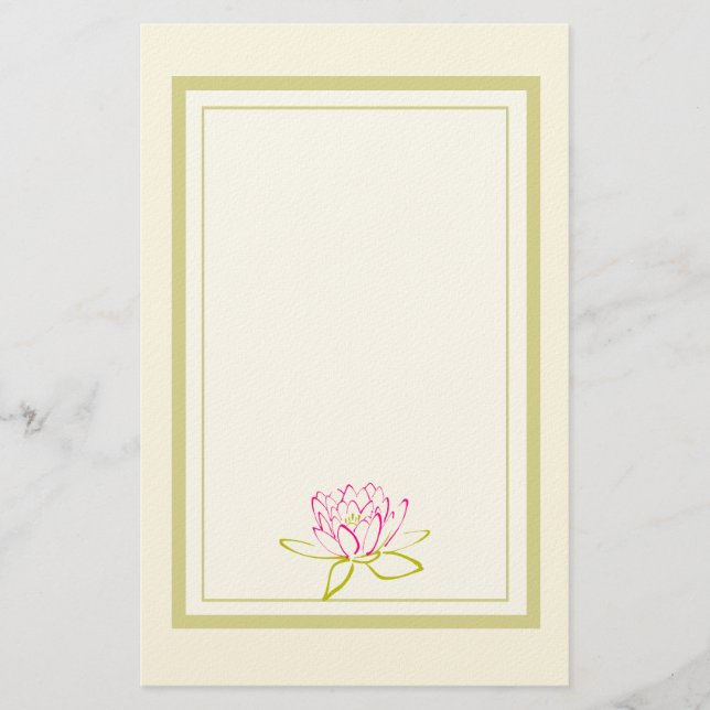 Lotus Flower / Water Lily Illustration Stationery (Front)