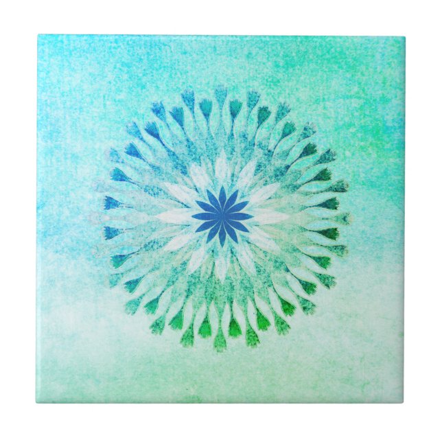 Lotus Flower Watercolor Beach Art Healing Yoga Tile (Front)