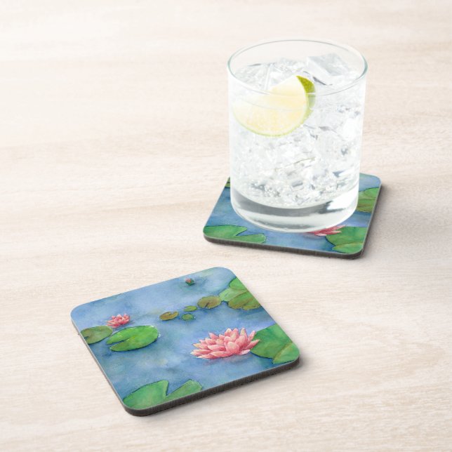 Lotus flower watercolor coaster (Right Side)