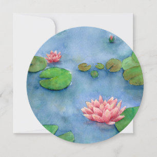 Lotus flower watercolor holiday card
