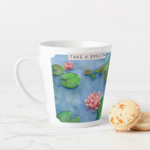 Lotus flower watercolor latte mug