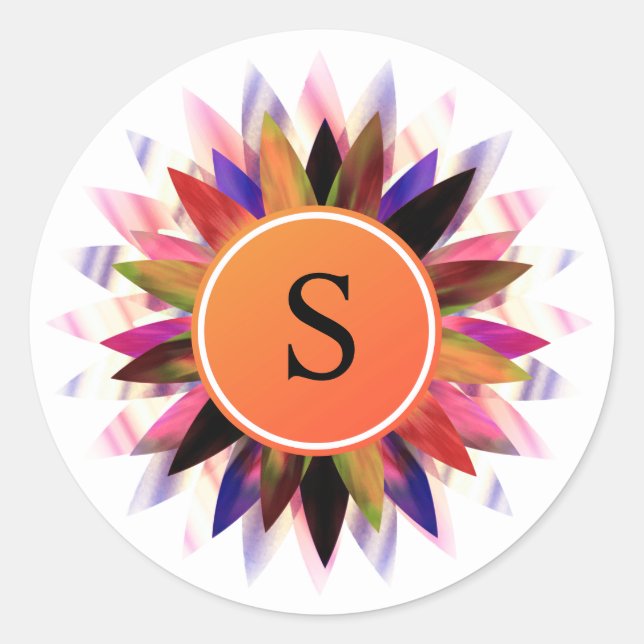 Lotus Flower Watercolor  Logo Healing Yoga Classic Round Sticker (Front)