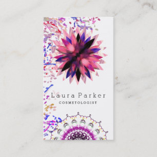 Lotus Flower Watercolor Mandala Yoga Holistic Spa Business Card