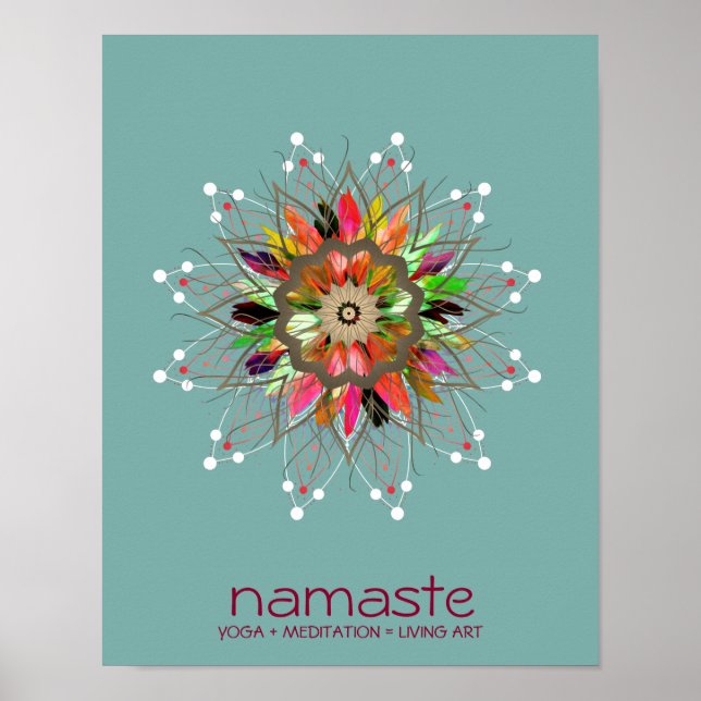 Lotus Flower Watercolor Namaste Yoga Meditation Po Poster (Front)