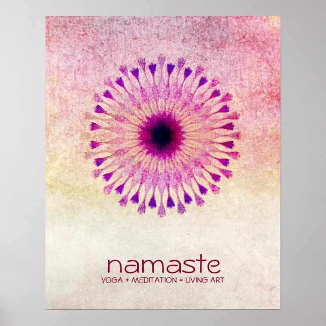 Lotus Flower Watercolor Namaste Yoga Meditation Poster (Front)