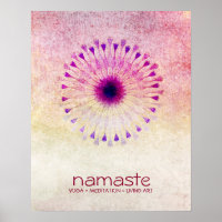 Lotus Flower Watercolor Namaste Yoga Meditation