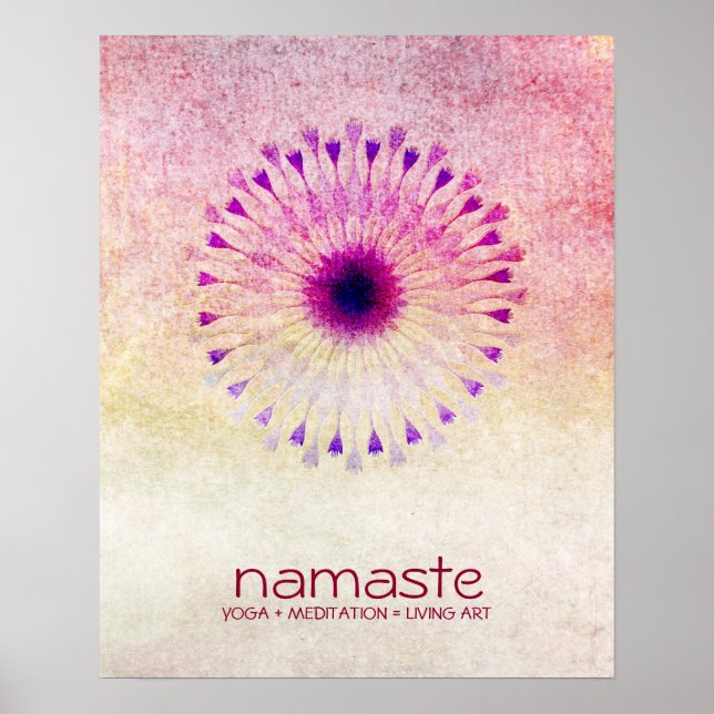 Lotus Flower Watercolor Namaste Yoga Meditation Poster (Front)