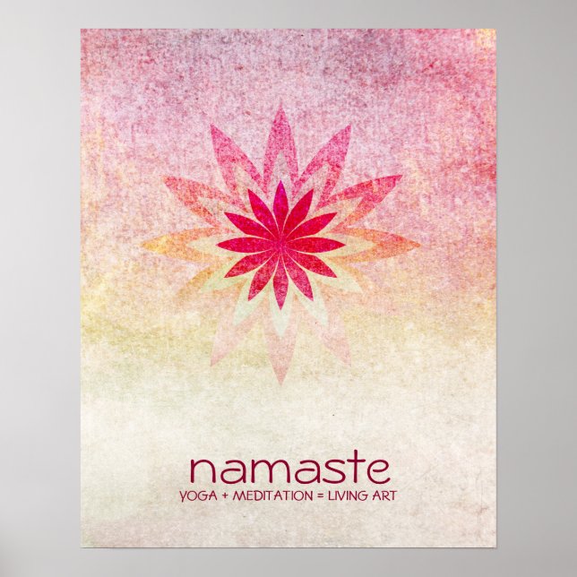 Lotus Flower Watercolor Namaste Yoga Meditation Poster (Front)