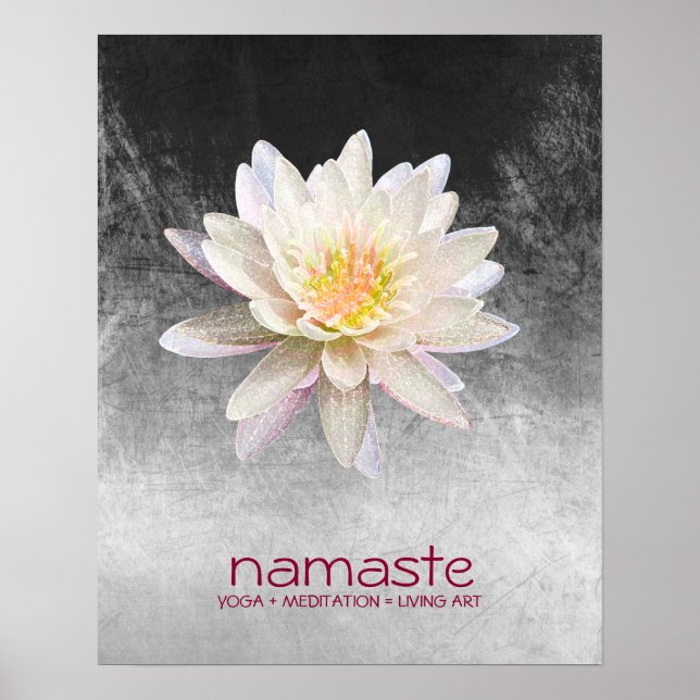 Lotus Flower Watercolor Namaste Yoga Meditation Poster (Front)