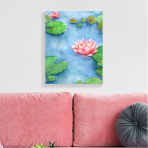 Lotus flower watercolor painting canvas print