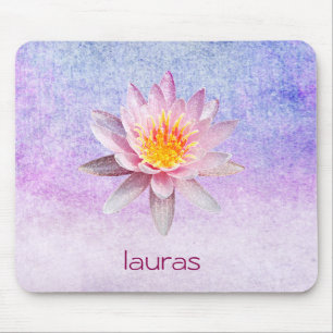 Lotus Flower Watercolor Peacock Yoga Meditation Mouse Mat