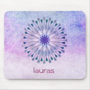 Lotus Flower Watercolor Peacock Yoga Meditation Mouse Mat