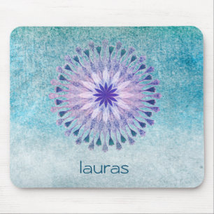 Lotus Flower Watercolor Peacock Yoga Meditation Mouse Mat
