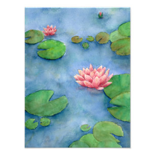 Lotus flower watercolor photo print