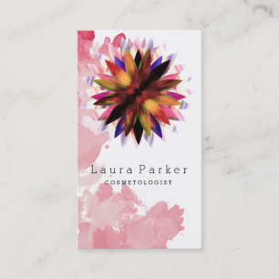 Lotus Flower Watercolor Splatter Yoga Holistic Spa Business Card