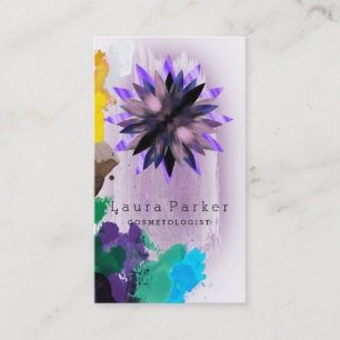 Lotus Flower Watercolor Splatter Yoga Holistic Spa Business Card
