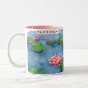 Lotus flower watercolor Two-Tone coffee mug