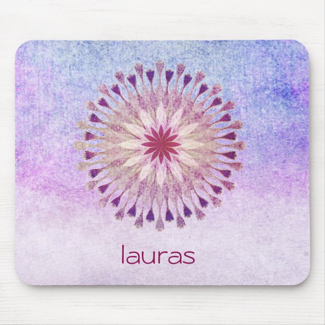 Lotus Flower Watercolor Yoga Meditation Mouse Mat (Front)