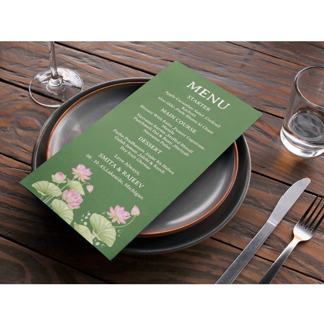 Lotus Flower Wedding Menu Card (Creator Uploaded)
