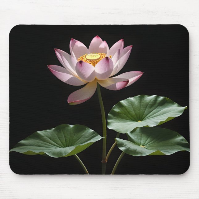 Lotus flower with leaves digital art  mouse mat (Front)
