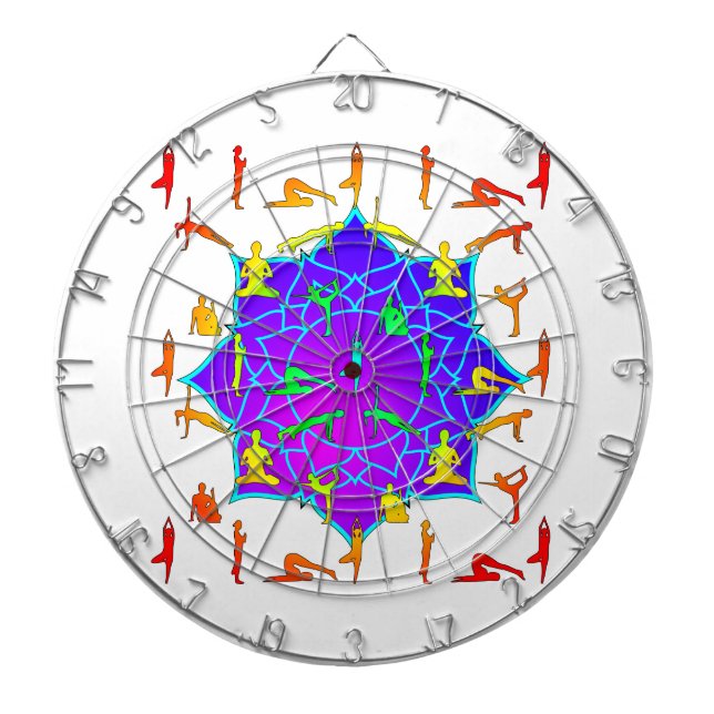 Lotus Flower With Yoga Poses Dartboard (Front)