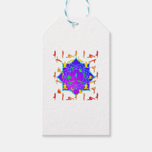 Lotus Flower With Yoga Poses Gift Tags