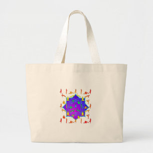 Lotus Flower With Yoga Poses Large Tote Bag