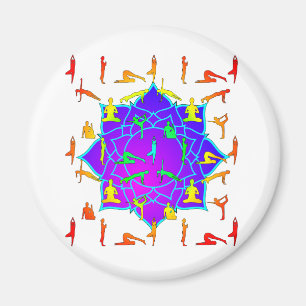 Lotus Flower With Yoga Poses Magnet