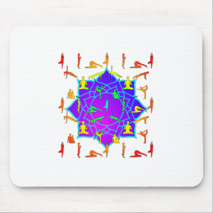 Lotus Flower With Yoga Poses Mouse Mat