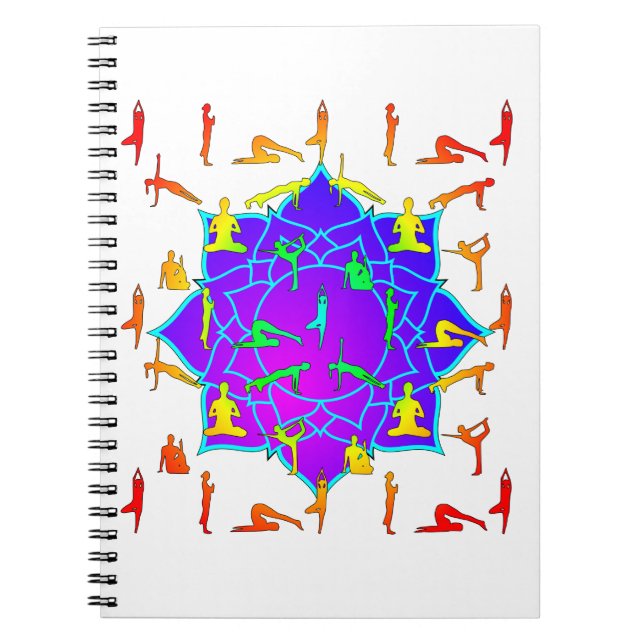 Lotus Flower With Yoga Poses Notebook (Front)