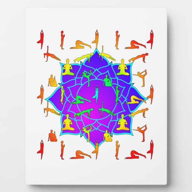 Lotus Flower With Yoga Poses Plaque (Front)