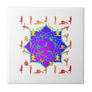 Lotus Flower With Yoga Poses Tile