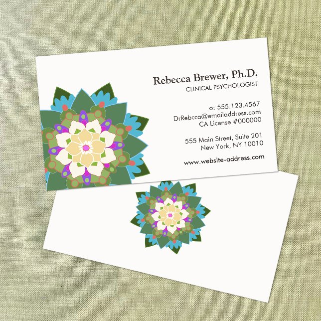 Lotus Flower Yoga Holistic Health Healer Business Card (Creator Uploaded)
