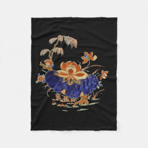 Lotus Flower Yoga Meditation Vintage Painting Fleece Blanket