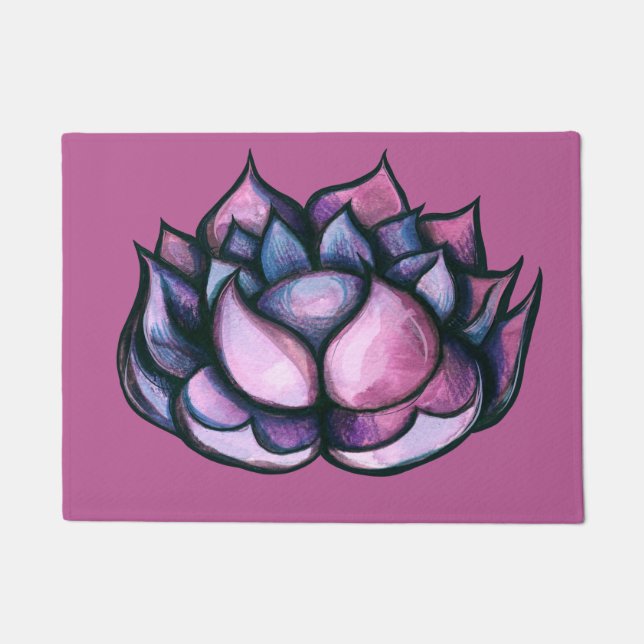 Lotus Flower yoga purple floral                    Doormat (Front)