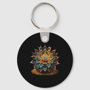 Lotus Flower Yoga Zen Bohemian Namaste Meditation Key Ring