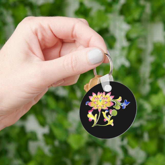 Lotus Flowers and Vine Key Ring (Hand)