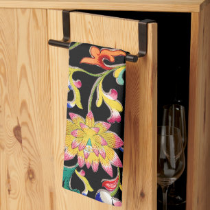 Lotus Flowers and Vine Tea Towel