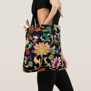Lotus Flowers and Vine Tote Bag